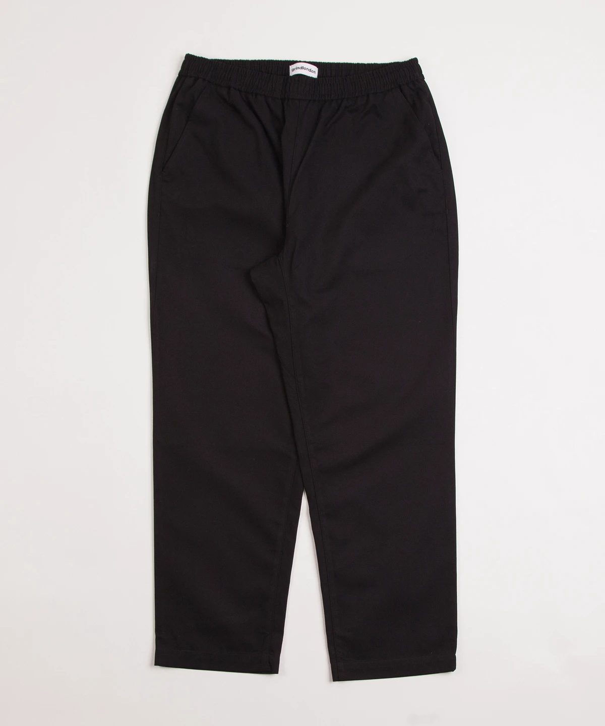grindlondon 100% cotton relaxed elasticated waist trouser black