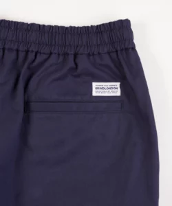 grindlondon 100% cotton relaxed elasticated waist trouser navy