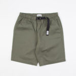 belted cotton twill short green