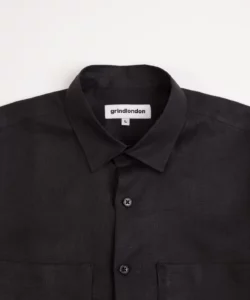 grindlondon linen long sleeve shirt black