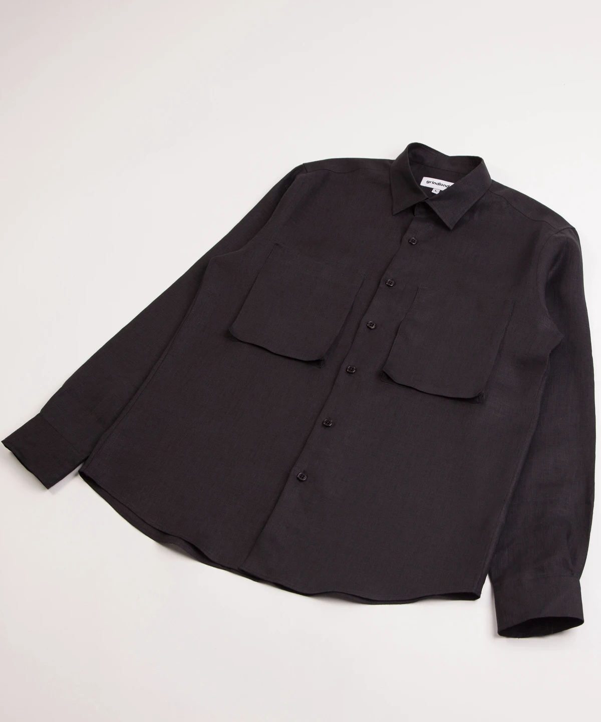 grindlondon linen long sleeve shirt black