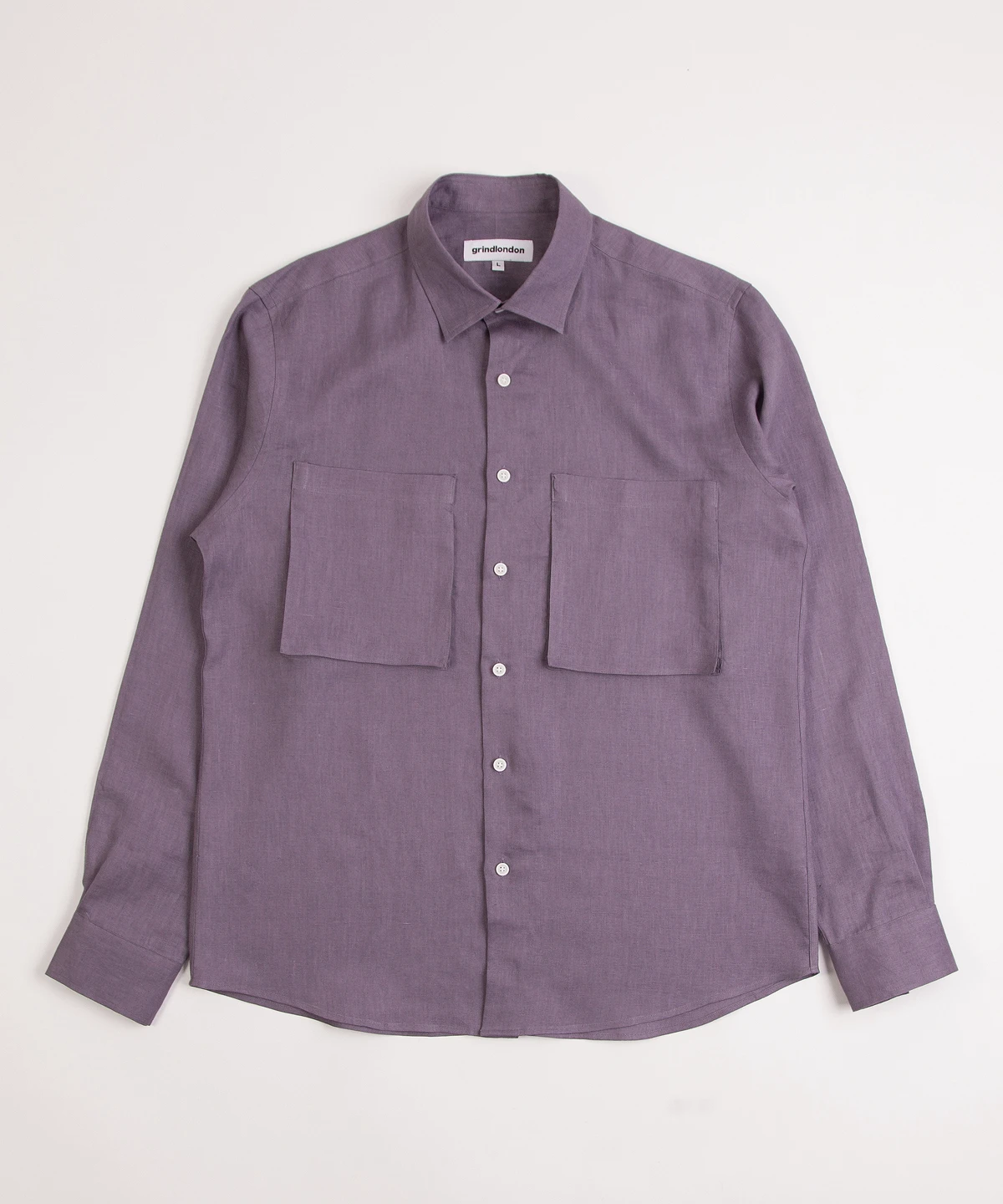 grindlondon linen long sleeve shirt old lavender