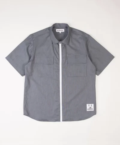 grindlondon 2 tone zipped 100% cotton short sleeve shirt.