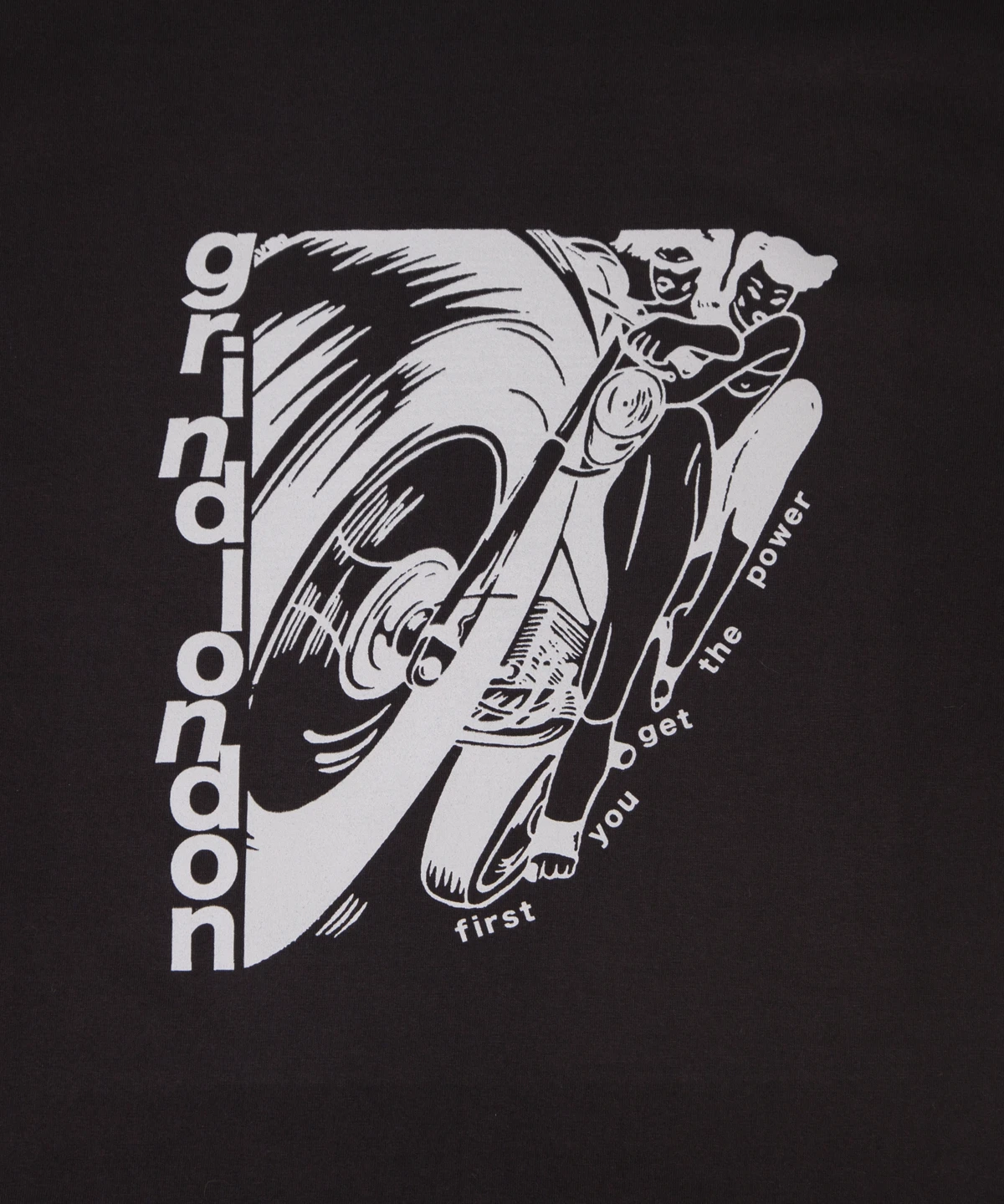 grindlondon power 100% cotton racing t-shirt black.