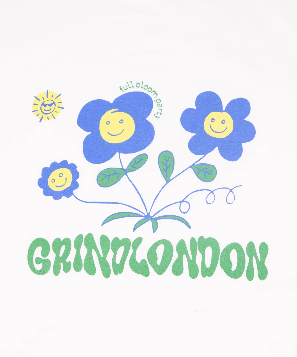 grindlondon 100% cotton full bloom party flower t-shirt white