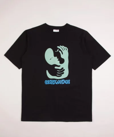 grindlondon 100% cotton t-shirt black kiss love hand screen printed