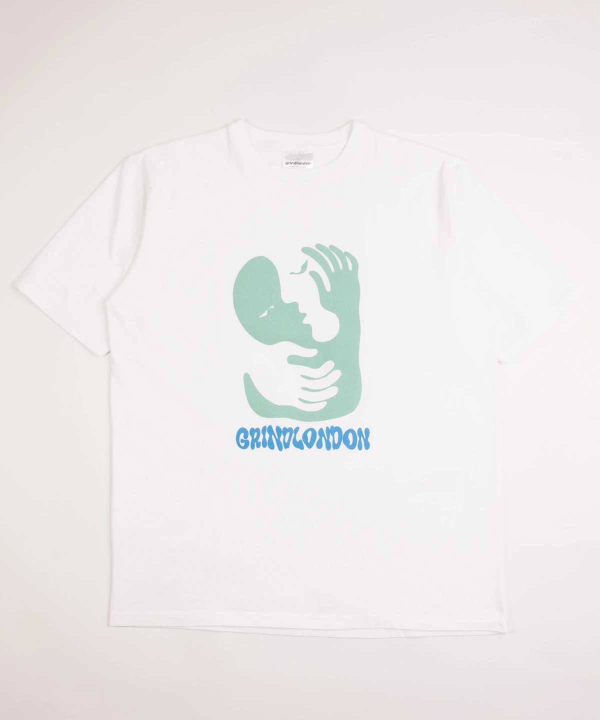 grindlondon 100% cotton t-shirt white kiss love hand screen printed