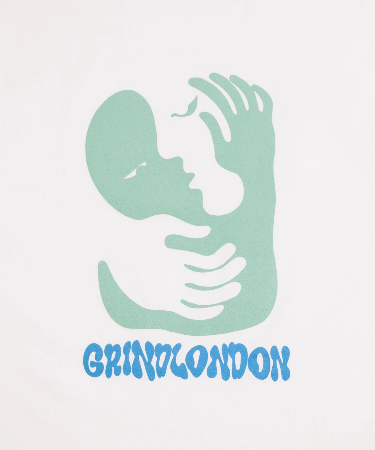 grindlondon 100% cotton t-shirt white kiss love hand screen printed