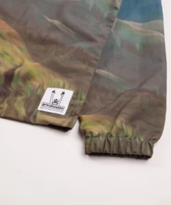 landscape 100% nylon taffeta overshirt ykk zip digital print mountains
