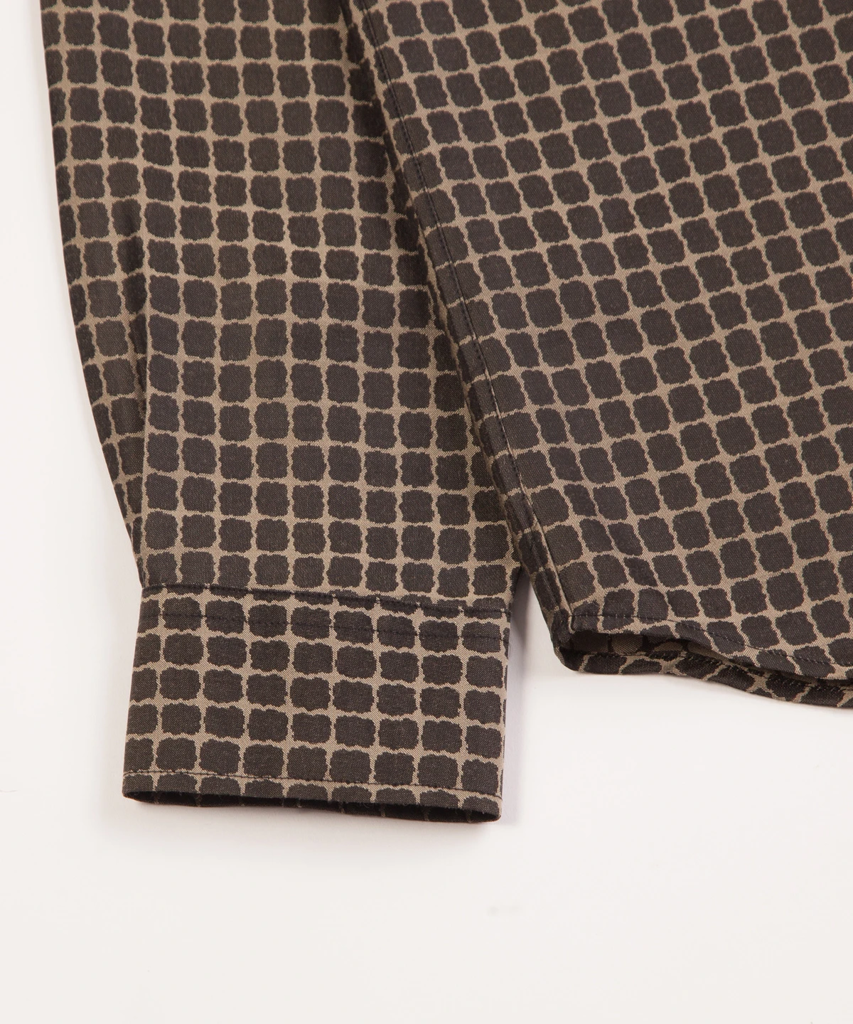 grindlondon long sleeve viscose wool blend shirt small check squares grid